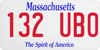 MA license plate 132UB0