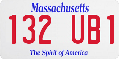MA license plate 132UB1