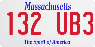 MA license plate 132UB3
