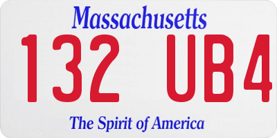MA license plate 132UB4