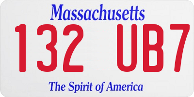 MA license plate 132UB7