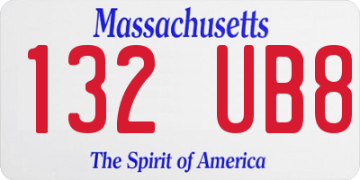 MA license plate 132UB8
