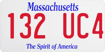 MA license plate 132UC4