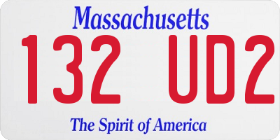 MA license plate 132UD2