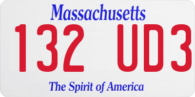 MA license plate 132UD3