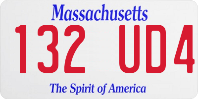 MA license plate 132UD4