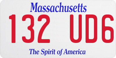 MA license plate 132UD6