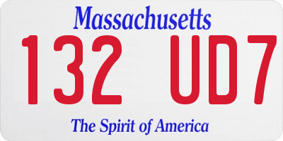MA license plate 132UD7