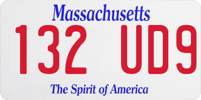 MA license plate 132UD9