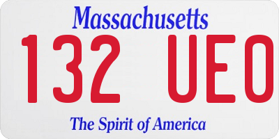 MA license plate 132UE0