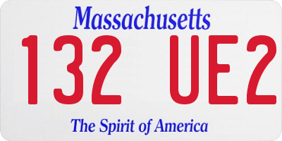 MA license plate 132UE2