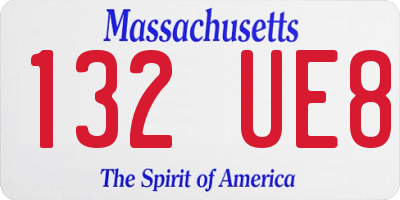 MA license plate 132UE8