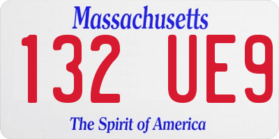 MA license plate 132UE9