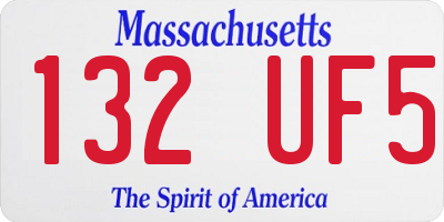 MA license plate 132UF5
