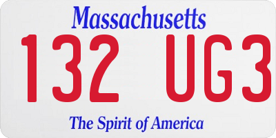 MA license plate 132UG3