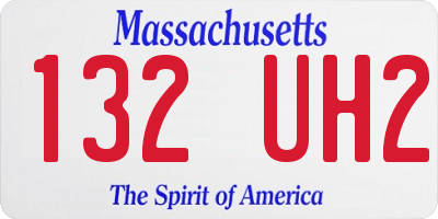 MA license plate 132UH2