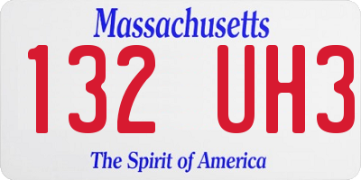 MA license plate 132UH3