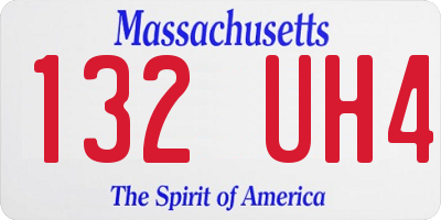 MA license plate 132UH4