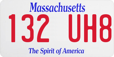 MA license plate 132UH8