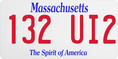 MA license plate 132UI2