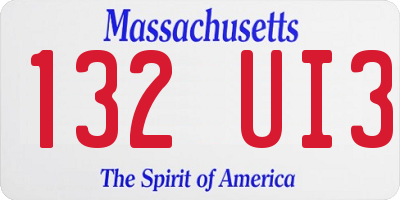 MA license plate 132UI3