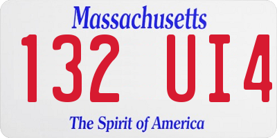 MA license plate 132UI4