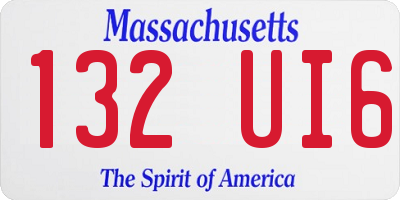 MA license plate 132UI6