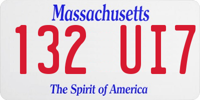 MA license plate 132UI7