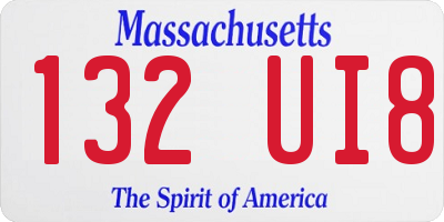 MA license plate 132UI8
