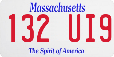 MA license plate 132UI9