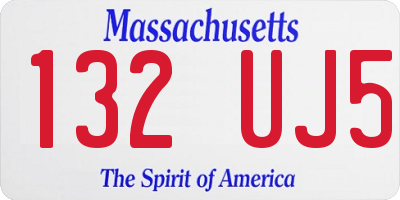 MA license plate 132UJ5