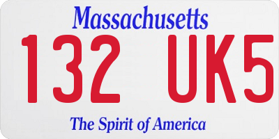 MA license plate 132UK5