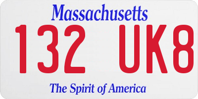 MA license plate 132UK8