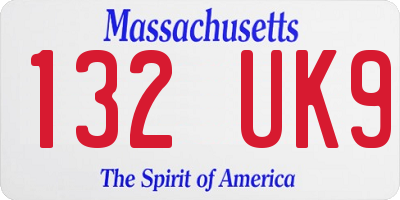 MA license plate 132UK9