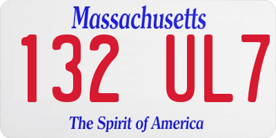 MA license plate 132UL7