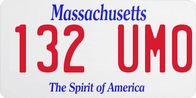 MA license plate 132UM0