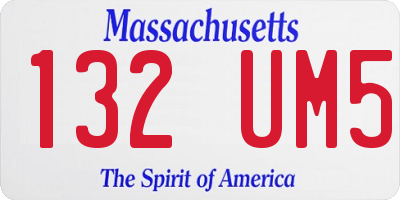 MA license plate 132UM5