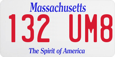 MA license plate 132UM8