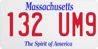MA license plate 132UM9