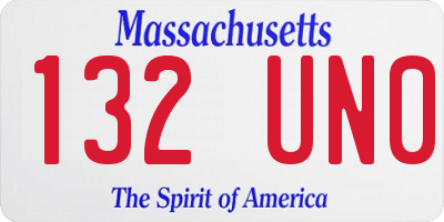 MA license plate 132UN0