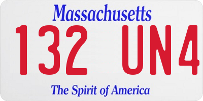 MA license plate 132UN4