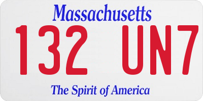 MA license plate 132UN7