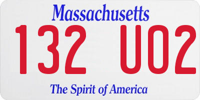 MA license plate 132UO2