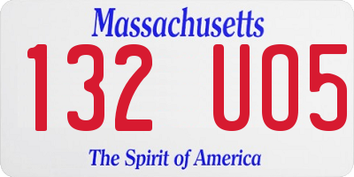 MA license plate 132UO5
