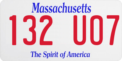 MA license plate 132UO7