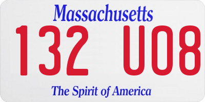 MA license plate 132UO8