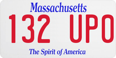 MA license plate 132UP0
