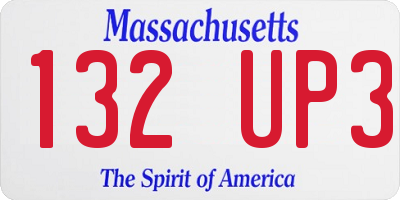 MA license plate 132UP3