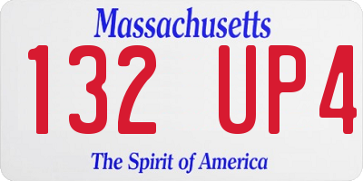 MA license plate 132UP4