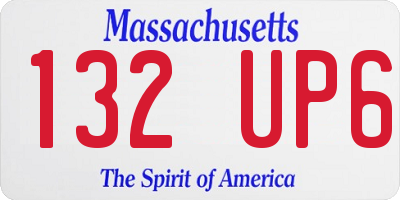 MA license plate 132UP6